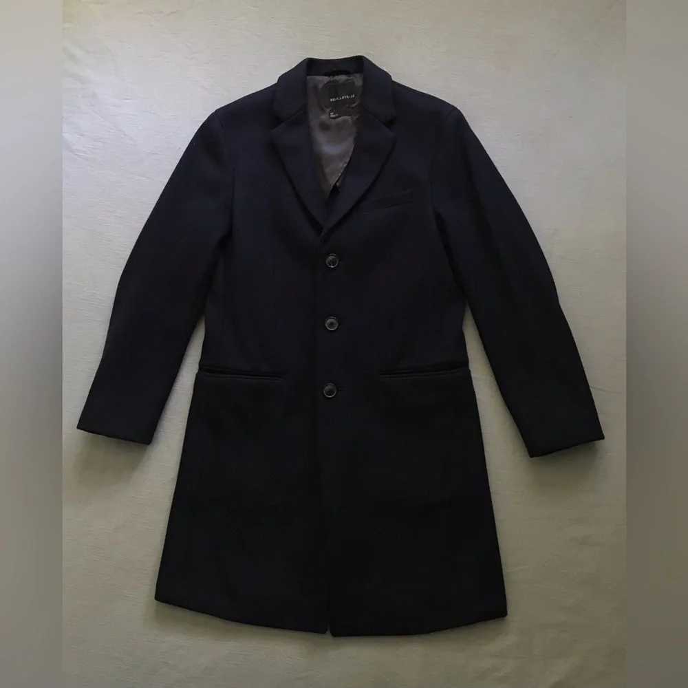Banana Republic X Kevin Love Navy Slim-fit Italian Wool Topcoat - Picture 1 of 6